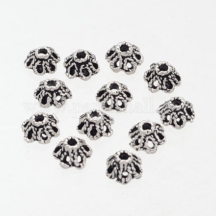6 pétales de fleurs en filigrane caps en argent tibétain AA296-1