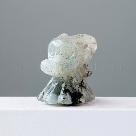 Decorazioni per display di figurine di cane fantasma di halloween in pietra di luna grigia naturale G-PW0007-018C-1