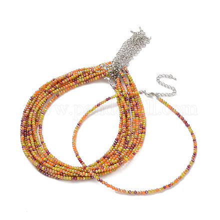 Collier de perles de verre rondelle à facettes pour femme NJEW-M208-01I-1