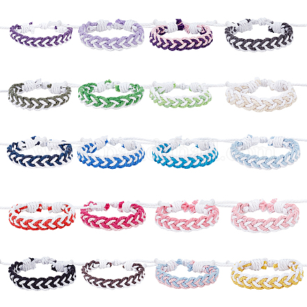 Anattasoul Set di braccialetti con cordoncino intrecciato in cotone e lino fatti a mano in 20 colori BJEW-AN0001-62-1