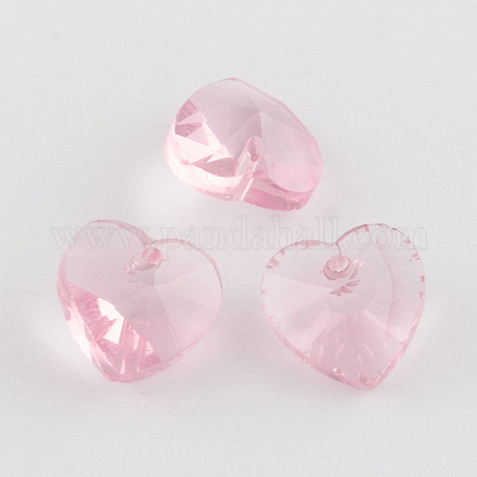 Faceted Heart Transparent Glass Charm Pendants GLAA-S054-15-1