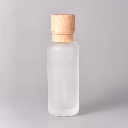すりガラス製化粧品乳液ボトル  空の携帯用詰め替えボトル  バリーウッド  14.8x4.75cm  容量：100ミリリットル AJEW-WH0104-56-1