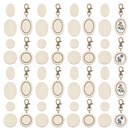 12 pièces 2 style ovale/rond bois pendentif cabochon supports pendentif décorations KEYC-AB00025-1