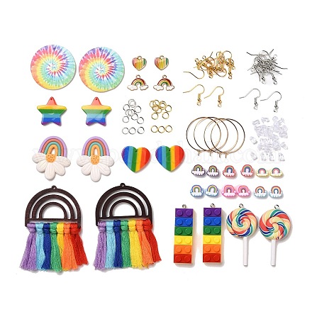 DIY Rainbow Dangle Earring Making Kits DIY-SZ0008-76-1