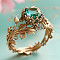 Zinc Alloy & Rhinestone Finger Rings, Leaf, Antique Golden, US Size 9(18.9mm)