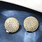 Half Round Brass Micro Pave Clear Cubic Zirconia Clip-on Earrings, Long-Lasting Plated, Cadmium Free & Lead Free, Rack Plating, Real 18K Gold Plated, 16.5x15mm