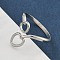 304 Stainless Steel Open Cuff Rings for Women, Heart, Stainless Steel Color, US Size 7 1/2(17.7mm)
