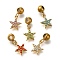 Ion Plating(IP) 304 Stainless Steel Rhinestone Pendants, Star Charms, Real 14K Gold Plated, Mixed Color, 16.5mm, Hole: 0.7mm