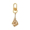 304 Stainless Steel Macrame Chain Pouch Empty Stone Holder Pendant Decoration, with Alloy Swivel Clasps, Golden, 77.5mm