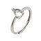 Rhodium Plated 925 Sterling Silver Adjustable Solitaire Ring Settings, 3 Prong Baroque Pear Ring Settings, Rack Plating, Teardrop, Real Platinum Plated, Tray: 6x8mm, Inner Diameter: US Size 9 3/4(19.5mm)
