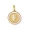 Brass Pave Natural White Shell Pendants, Religion Virgin Mary Charms, Long-Lasting Plated, Lead Free & Cadmium Free, Rack Plating, Real 18K Gold Plated, 18x16x2.5mm, Hole: 3.5x6mm