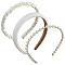 Elegant Cloth Hair Bands, with ABS Imitation Pearl, White, 148x133x12.5mm, Inner Diameter: 123mm
