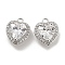 Brass Micro Pave Cubic Zirconia Charms, Cadmium Free & Nickel Free & Lead Free, with Glass, Heart, Real Platinum Plated, 12x10x4.7mm, Hole: 1.4mm