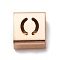 Ion Plating(IP) 304 Stainless Steel Square Slide Charms, Rose Gold, Letter O, 9x8x4mm, Hole: 3.5x8.5mm