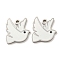 316 Surgical Stainless Steel Charms, with Enamel, Pigeon Charm, Stainless Steel Color, White, 13.5x12.5x1mm, Hole: 1.5mm