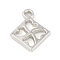 CCB Plastic Pendants, Rhombus with 4-Hollow Heart, Platinum, 19.5x15x3mm, Hole: 2mm