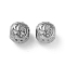304 Stainless Steel Rhinestone European Beads, Round Large Hole Beads, Real 18K Gold Plated, Round with Letter, Letter G, 11x10mm, Hole: 4mm