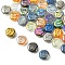 Electroplate Glass Beads, Flat Round with Letter, Mixed Color, Letter, 9.5~10x4~5mm, Hole: 1mm, about 30pcs/set