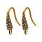 304 Stainless Steel Rhinestone Earring Hooks, DIY Earring Accessories, Real 18K Gold Plated, 15.5x14x3.5mm, Hole: 1.6mm