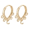Brass Hoop Earring Findings, with Horizontal Loops, Teardrop, Real 18K Gold Plated, 17.5x18x2.5mm, Hole: 1.2mm, Pin: 0.8mm