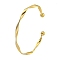 Ion Plating(IP) 304 Stainless Steel Twisted Open Cuff Bangles for Women, Real 18K Gold Plated, Inner Diameter: 2-1/2 inch(6.3cm), 3.5mm