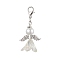 Wedding Season Angel Glass Pearl & Acrylic Pendant Decorations, Zinc Alloy Lobster Claw Clasps Charms for Bag Key Chain Ornaments, White, 44mm, Pendant: 30x22x16mm