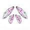 Epoxy Resin Pendants, Butterfly's Wing Charm, with Gold Foil & Glitter Powder, Pearl Pink, 49x16.5x2~3mm, Hole: 1mm, Small Wings: 29x13x2.5~3mm
