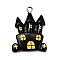 Halloween Opaque Resin Pendants, with Platinum Iron Loop, Black, Castle, 27.5x20.5x5.5mm, Hole: 2mm