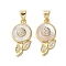 Brass Micro Pave Cubic Zirconia Pendants, with Shell, Flower Charms, Rack Plating, Lasting Plated, Cadmium Free & Lead Free, Real 18K Gold Plated, 22.5x11.5x4mm, Hole: 4.5x3mm