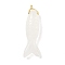 Natural Quartz Crystal Carved Pendants, Rock Crystal Fish Charms with Brass Findings, Golden, 47x15x12mm, Hole: 1.6mm