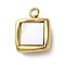 304 Stainless Steel Acrylic Pendants, with Imitation Shell, Real 18K Gold Plated, Square, 12.5x9.5x3.5mm, Hole: 1.6mm