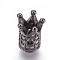 Brass Micro Pave Cubic Zirconia Beads, Crown, Clear, Gunmetal, 10x8mm, Hole: 1.4mm