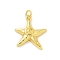 Brass Pendants, Cadmium Free & Nickel Free & Lead Free, Starfish Charms, with Jump Ring, Real 18K Gold Plated, 18x17x3mm, Hole: 3mm