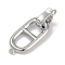 Brass Fold Over Clasps, Oval, Platinum, 25.5x10x6.5mm, Hole: 1mm