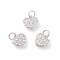 Brass Micro Pave Cubic Zirconia Charms, Heart, Clear, Platinum, 10x10x1.8mm, Hole: 3mm