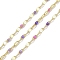 Rack Plating Brass Dapped Chains, with Enamel, with Spool, Soldered Lead Free & Cadmium Free, Real 18K Gold Plated, Mixed Color, 4x2x0.2mm