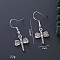 Brass & Alloy Dangle Earrings, Antique Silver, Dragonfly, 35x15mm