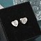 Rack Plating Brass Micro Pave Clear Cubic Zirconia Stud Earrings, Heart, Letter E, 8.5x9.5mm