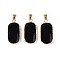 Natural Black Onyx(Dyed & Heated) Pendants, Faceted Rectangle Gems Charms, with with Brass Findings, Golden, 30.5~31.5x14.5~15.5x5.5~6.5mm, Hole: 7x4mm