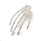 Halloween Theme Glass Rhinestone Alligator Hair Clips for Woman Girl, with Iron Finding, Skeleton Hand, Silver, 63.5x36.5x13mm