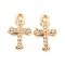 Brass Micro Pave Cubic Zirconia Pendants, Cadmium Free & Nickel Free & Lead Free, Cross, Real 18K Gold Plated, 12x7x2mm, Hole: 1.2mm