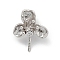 925 Sterling Silver Pave Clear Cubic Zirconia Flower Pendant Bails, for Half Drilled Beads, Rhodium Plated, with 925 Stamp, Platinum, 14x11.5x7.5mm, Hole: 6x2.5mm, Pin: 5x1mm