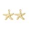 Brass Pendants, Cadmium Free & Nickel Free & Lead Free, Marine Animals, Real 18K Gold Plated, Starfish, 24.5x25.5x2.5mm, Hole: 2.5mm