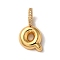 Brass Micro Pave Cubic Zirconia Pendants, Lead Free & Cadmium Free, Long-Lasting Plated Letter Q, 20x10x9mm, Hole: 5mm