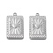 304 Stainless Steel Pendants, Rectangle with Heart Charm, Anti-Tarnish, Stainless Steel Color, 18.5x11x3mm, Hole: 1.6mm