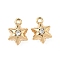 Brass Micro Pave Cubic Zirconia Pendants, Real 18K Gold Plated, Star, 14x10x6mm, Hole: 1.4mm