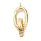 Brass Fold Over Clasps, Oval, Real 18K Gold Plated, 31mm, oval: 21.5x12x2.5mm, hole: 1.5mm, clasp: 14.5x11x3mm, hole: 1.5mm.