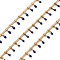 304 Stainless Steel Curb Chains, with Enamel Charms and Spool, Soldered, Ion Plating(IP), Golden, Marine Blue, Charm: 6x1.5x2mm, Link: 2x1.5x0.3mm, about 16.4 Feet(5m)/roll