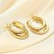 Two-layer Oval Brass Enamel Hoop Earrings, Long-Lasting Plated, Lead Free & Cadmium Free, Real 18K Gold Plated, Linen, 19.5x14.5x4.5mm