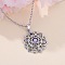 Chakra Lotus Flower Brass Pave Colorful Cubic Zirconia Pendant Necklaces for Women, Platinum, 17.72 inch(45cm)